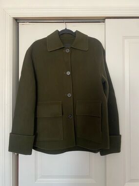Madewell Olive Wool-Blend Boxy Peacoat